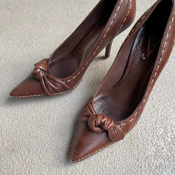 y2k vintage 00's brown leather high heels vince camuto it girl | size 7.5 - Picture 5 of 7